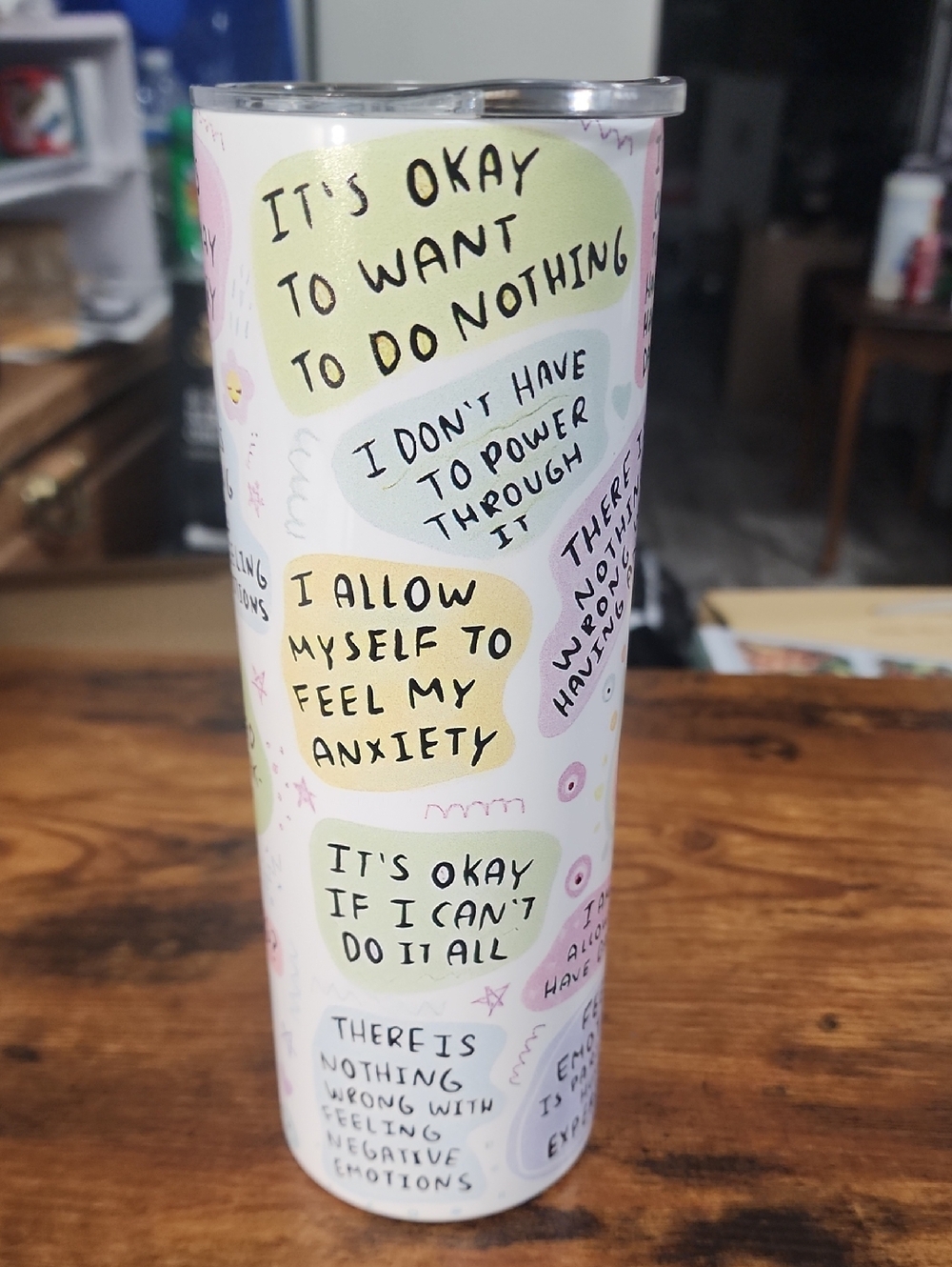 My Mental Breakdown Cup Tumbler - Pastel Affirmation Design 20oz With Straw FP24 - Picture 5 of 7